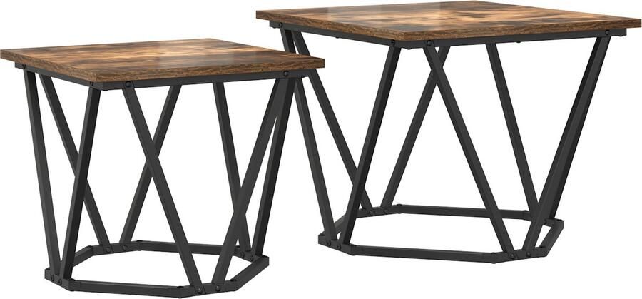 VidaXL Bijzettafelset 2 pcs Gerookt eiken 50 x 50 x 40 cm