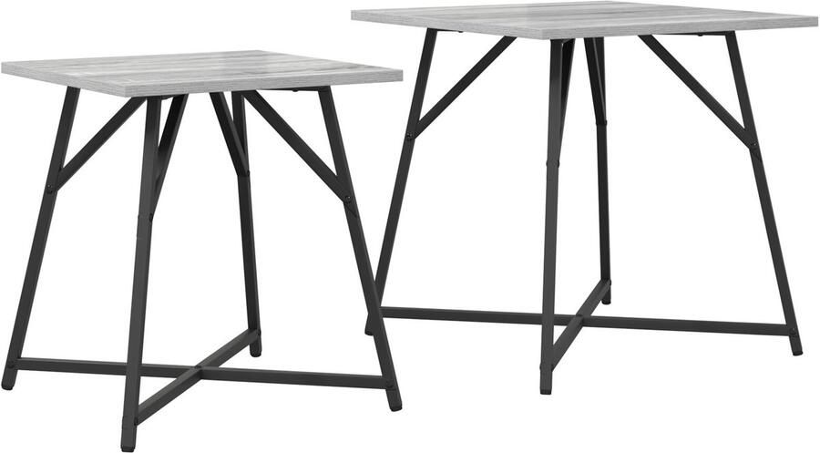 VidaXL Set van 2 Bijzettafels in Grijs Sonoma van Geengineerd Hout en Metaal - Foto 2
