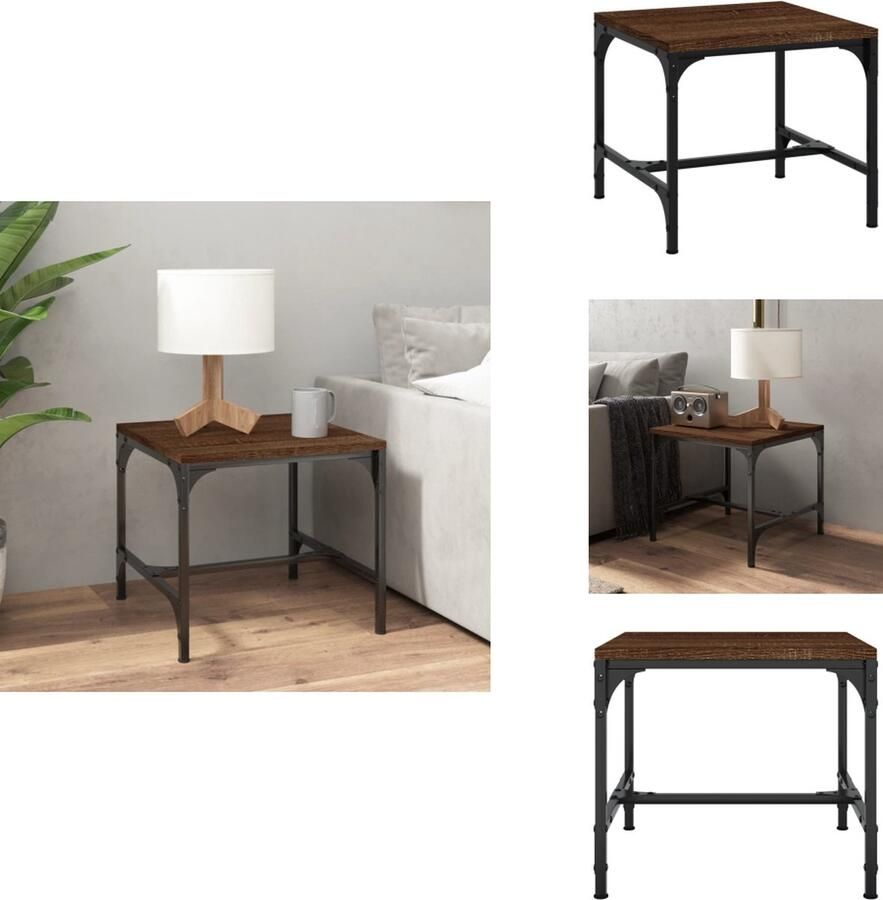 VidaXL Bijzettafeltje Bijzettafeltjes Houten Tafeltje Bijzettafel 40x40x35 cm bewerkt hout bruineikenkleurig