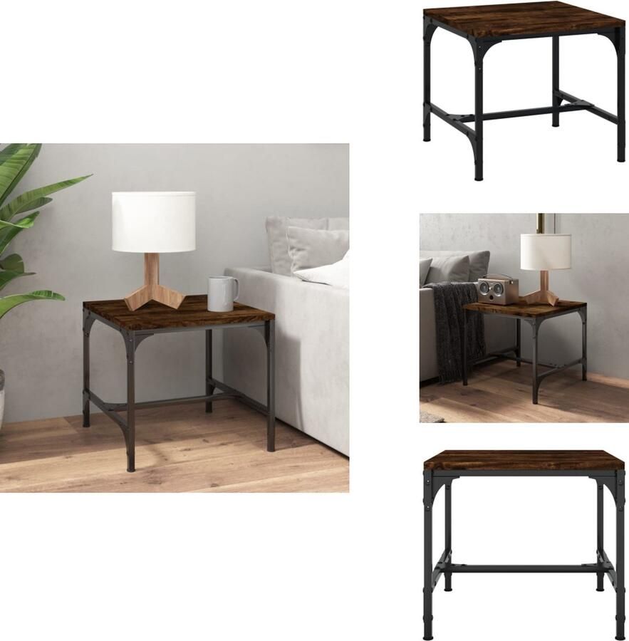 VidaXL Bijzettafeltje Bijzettafeltjes Houten Tafeltje Bijzettafel 40x40x35 cm bewerkt hout gerookt eikenkleurig