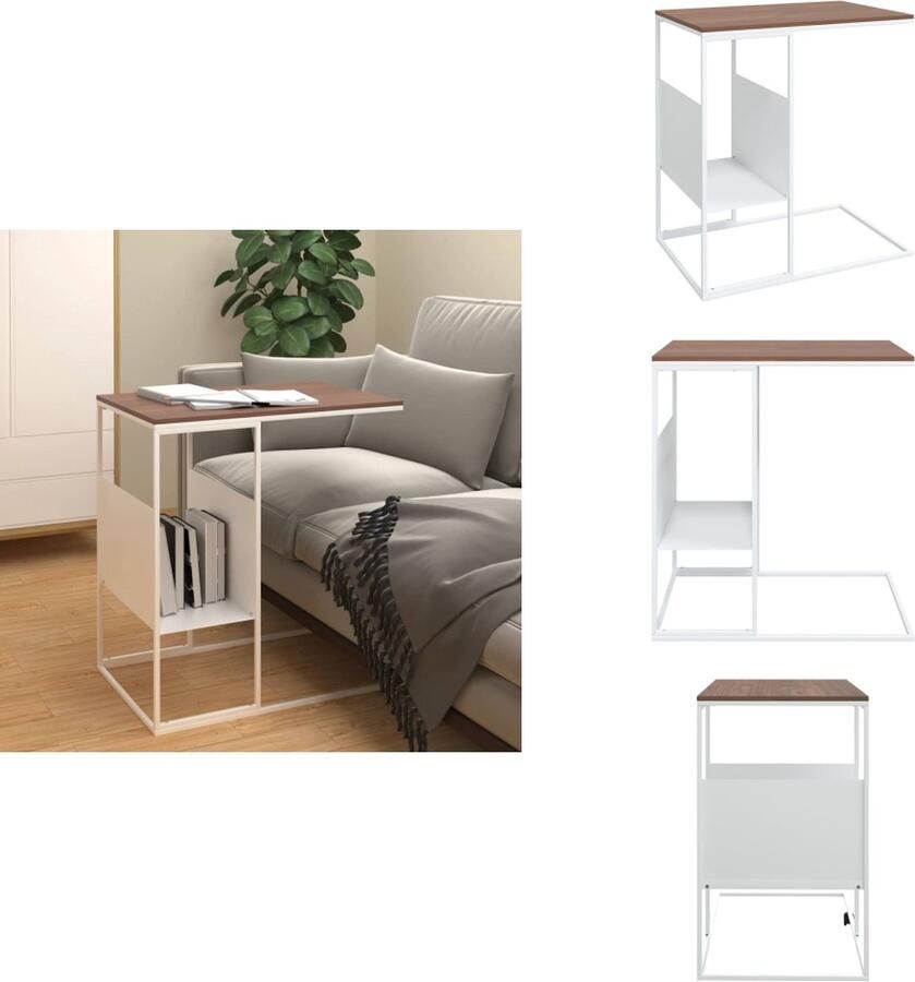 VidaXL Bijzettafeltje Bijzettafeltjes Salontafel Bijzettafel 55x36x59 5 cm bewerkt hout wit