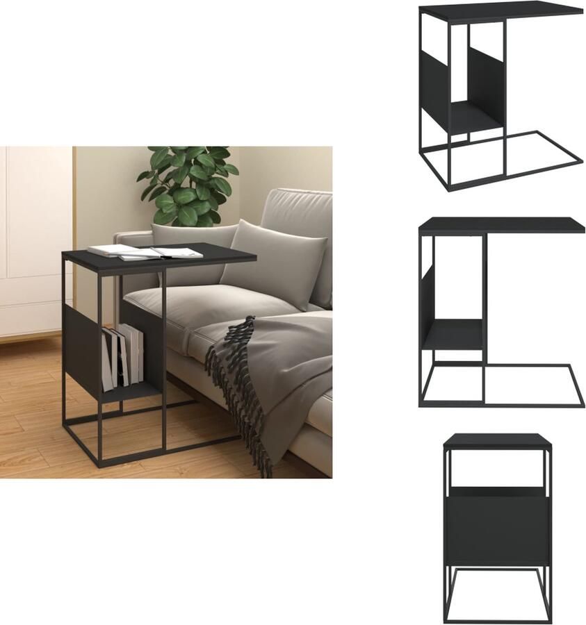 VidaXL Bijzettafeltje Bijzettafeltjes Salontafel Bijzettafel 55x36x59.5 cm bewerkt hout zwart