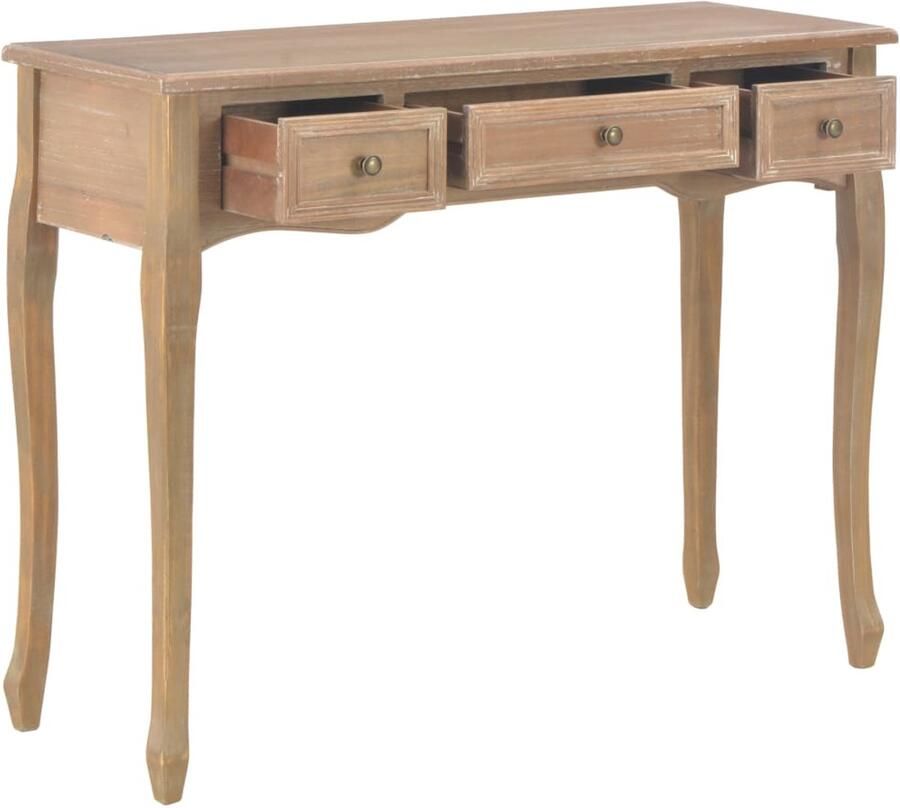 VidaXL Bijzettafeltje met 3 lades bruin Kaptafel Kaptafels Kap Tafel Kap Tafels