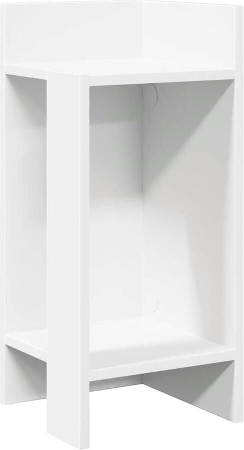 VidaXL Bijzettafel met plank Wit 60 cm hoog Bijzettafel Salontafel Houten Meubilair Wit Meubel Opbergplank Multifunctioneel Meubilair Kleine Tafel Minimalist Design Moderne Tafel Woonaccessoires