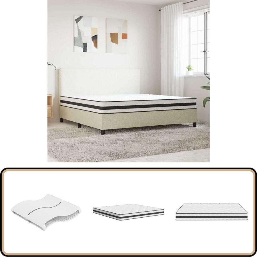 VidaXL Binnenveringmatras 200x200 cm Middelhard Binnenveringmatras Binnenveringmatrassen Tweepersoonsmatras Tweepersoons Matras