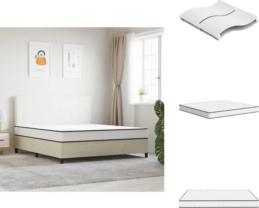 VidaXL Binnenveringmatras Binnenveringmatrassen Tweepersoonsmatras Tweepersoons Matras Binnenveringmatras middelhard 200x200 cm King Size