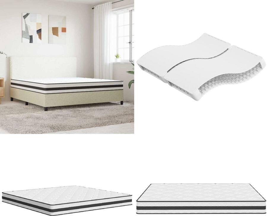 VidaXL Binnenveringmatras middelhard 200x200 cm King Size Binnenveringmatras Binnenveringmatrassen Tweepersoonsmatras Tweepersoons Matras