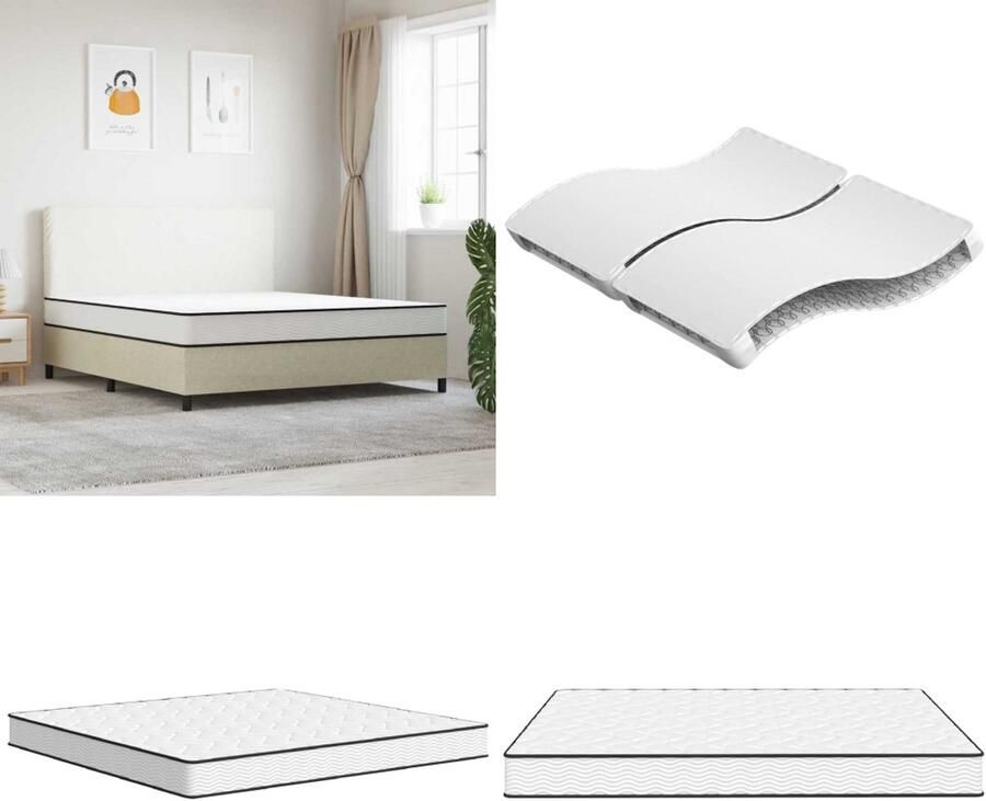 VidaXL Binnenveringmatras middelhard 200x200 cm King Size Binnenveringmatras Binnenveringmatrassen Tweepersoonsmatras Tweepersoons Matras