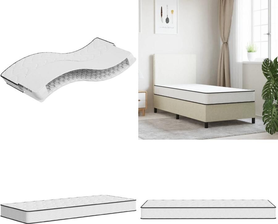 VidaXL Binnenveringmatras middelhard 90x190 cm Single Size Binnenveringmatras Binnenveringmatrassen Eenpersoonsmatras Eenpersoons Matras - Foto 2