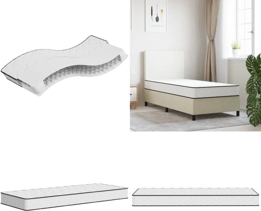 VidaXL Binnenveringmatras middelhard 90x200 cm Binnenveringmatras Binnenveringmatrassen Eenpersoonsmatras Eenpersoons Matras - Foto 3