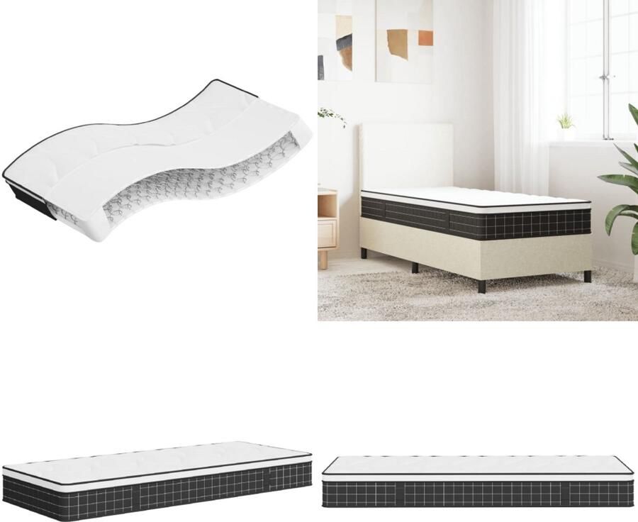 VidaXL Binnenveringmatras middelhard 90x200 cm Binnenveringmatras Binnenveringmatrassen Eenpersoonsmatras Eenpersoons Matras