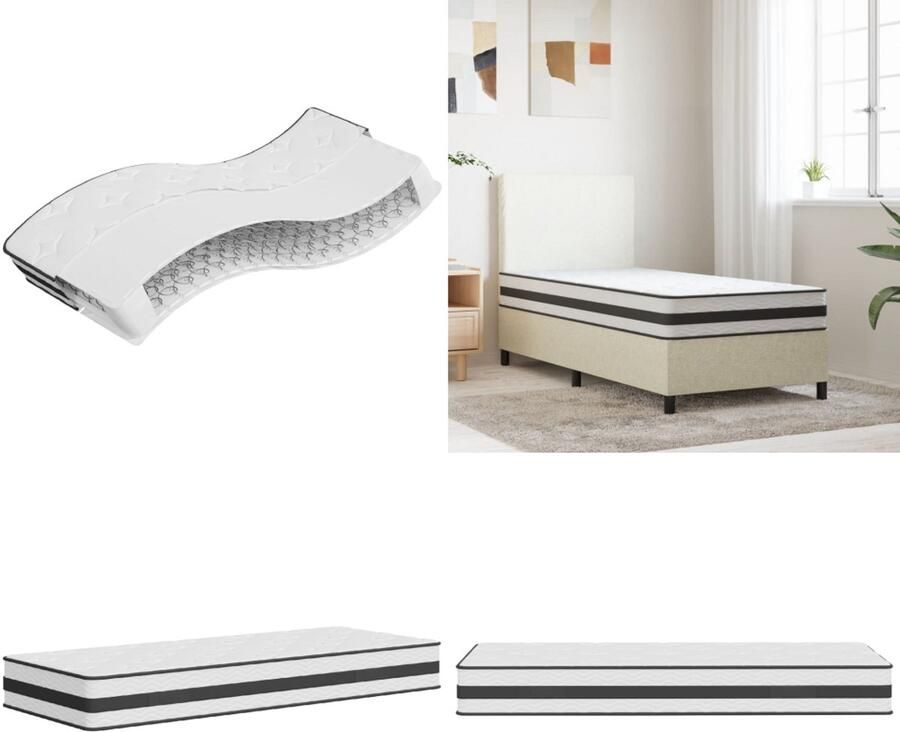 VidaXL Binnenveringmatras middelhard 90x200 cm Binnenveringmatras Binnenveringmatrassen Eenpersoonsmatras Eenpersoons Matras