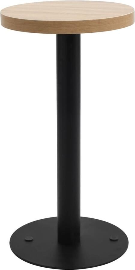 VidaXL Bistrotafel 40 cm MDF lichtbruin zwart Bistrotafel Houten Tafeltje Kleine Tafel Cafetafel Terras Tafel