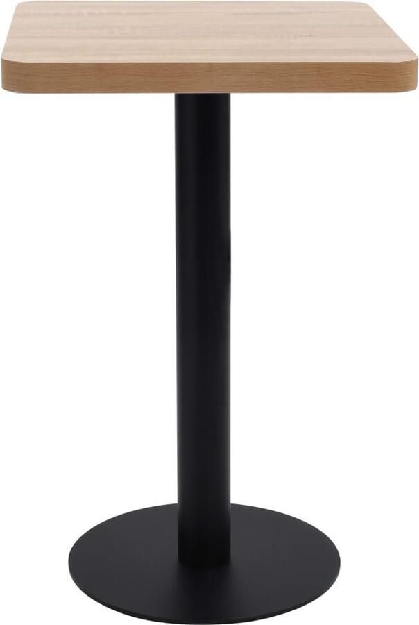 VidaXL Bistrotafel 50x50 cm MDF Lichtbruin Zwart Bistrotafel Buitentafeltje Terrasmeubilair Eetkamerstoel Cafe Tafeltje Kleine Tafel Houten Tafel Mdf Tafel Zwarte Tafel Bruine Tafel - Foto 2