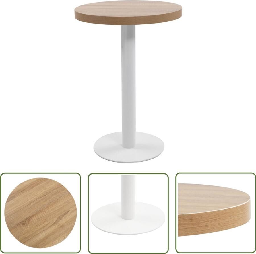 VidaXL Bistrotafel 60 cm MDF lichtbruin Bistrotafel Houten Tafeltje Kleine Tafel Buitentafel Terras Tafel