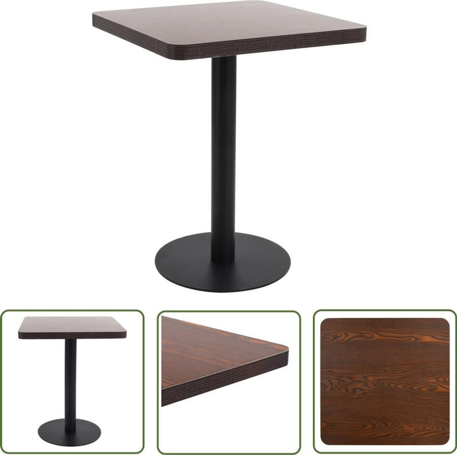 VidaXL Bistrotafel 60x60 cm MDF Donkerbruin Bistrotafel Houten Tafeltje Eetkamerstoel Buitenmeubilair Terras Meubelen Balkon Meubel Cafe Tafel Restaurant Meubilering Kleine Tafel Ronde Tafel Vierkante Tafel
