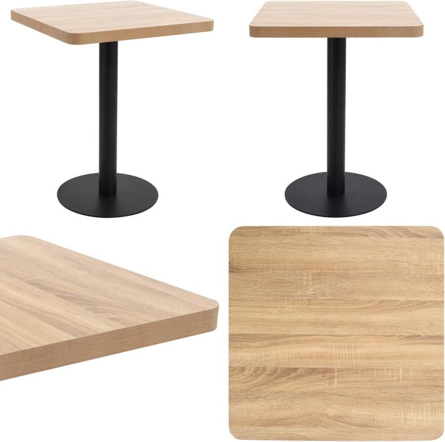 VidaXL Bistrotafel 60x60 cm MDF lichtbruin Bistrotafel Bistrotafels Bistro Tafel Bistro Tafels