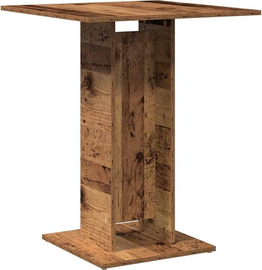 VidaXL Bistrotafel 60x60x75 cm Bewerkt hout Oud houtkleur Bistrotafel Houten Tafel Eettafel Salontafel Compact Tafeltje Vintage Tafel Industriële Tafel Klein Tafel Buitentafeltje Terrastisch