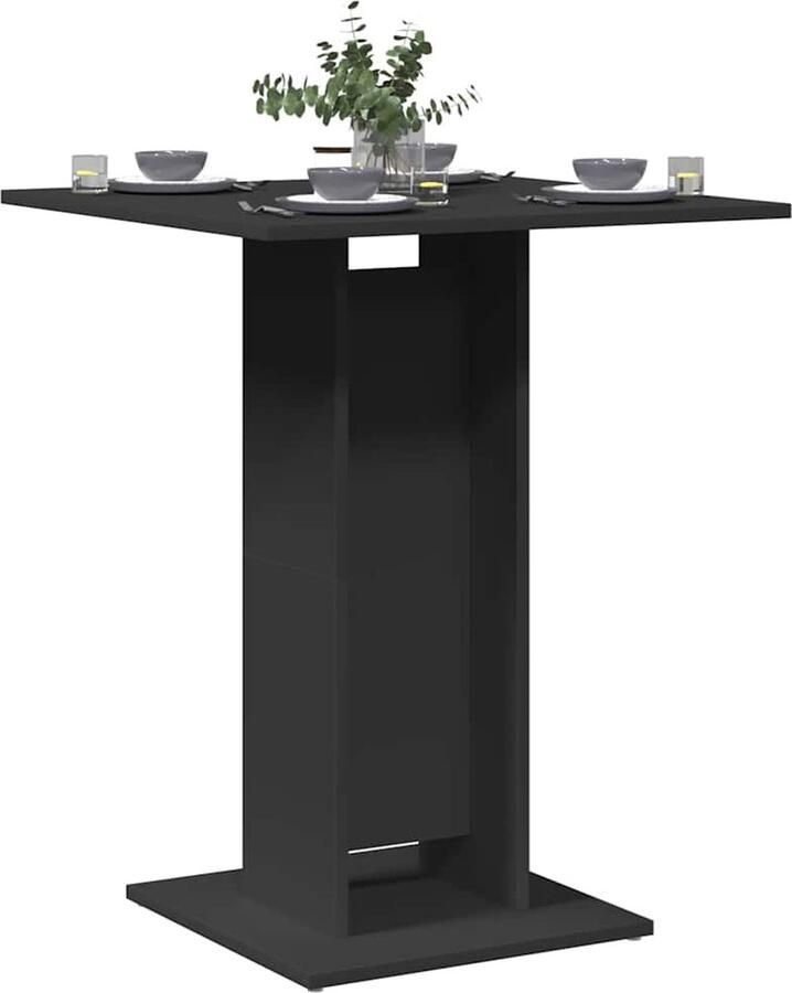 VidaXL Bistrotafel 60x60x75 cm Bewerkt hout Zwart Bistrotafel Bartafel Eetkamerstoel Zwarte Meubelen Kleine Tafels Buitenmeubilair Tuinmeubilair Spaanplaat Meubel Moderne Meubelen Scandinavische Meubelen - Foto 3