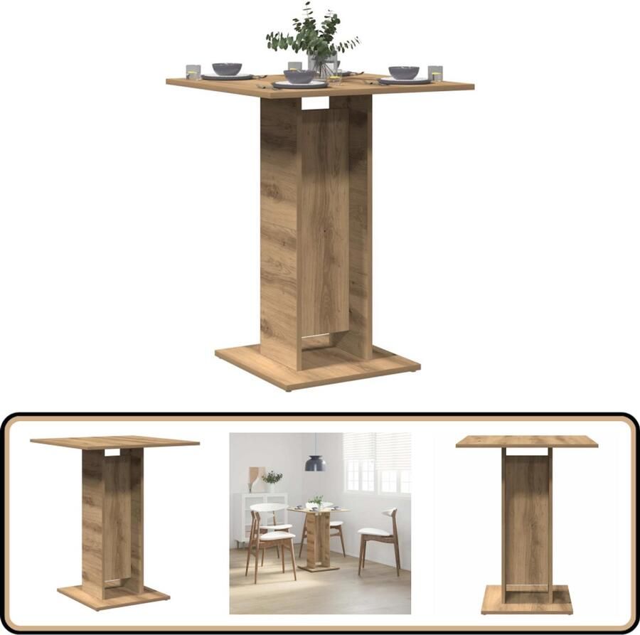 VidaXL Bistrotafel 60x60x75 cm Artisanaal Eiken Bistrotafel Houten Tafel Eikentinten Kleine Tafel Compact Tafeltje