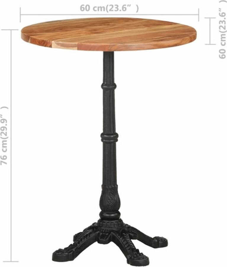 VidaXL Bistrotafel Ø 60x76 cm massief acaciahout - Foto 2