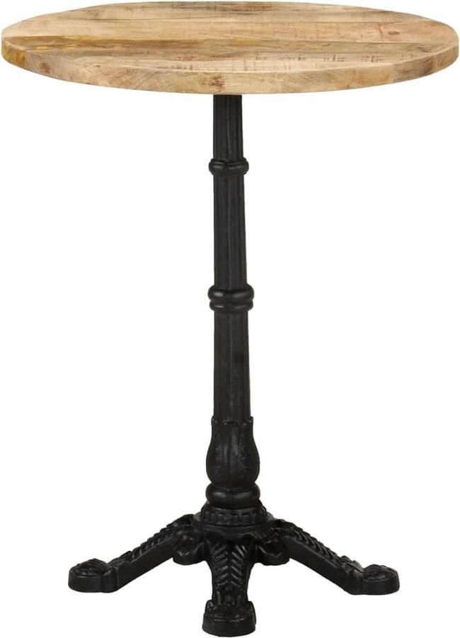 VidaXL Bistrotafel Ø60x76 cm Mangohout en Gietijzer Romantische Sfeer Bistrotafel Houten Tafel Mangohout Gietijzeren Onderstel Eetkamer Salon Terras Compact Vintage Retro Industriële Stijl