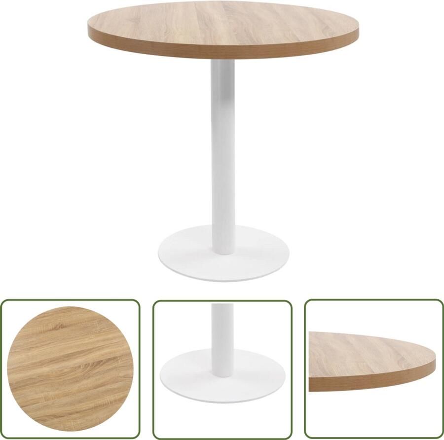 VidaXL Bistrotafel 80 cm MDF Lichtbruin Bistrotafel Eetkamerstoel Buitenmeubilair Terras Meubelen Houten Tafels Moderne Tafel Kleine Tafel Bruine Tafel Witte Tafel