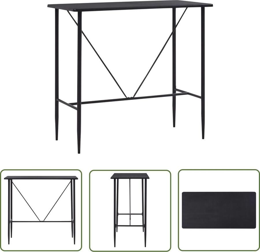The Living Store Bistrotafel Bartafel MDF Zwart 120x60x110cm Bartafel Bistrotafel Eetkamertafel Moderne Tafel Zwarte Tafel - Foto 2