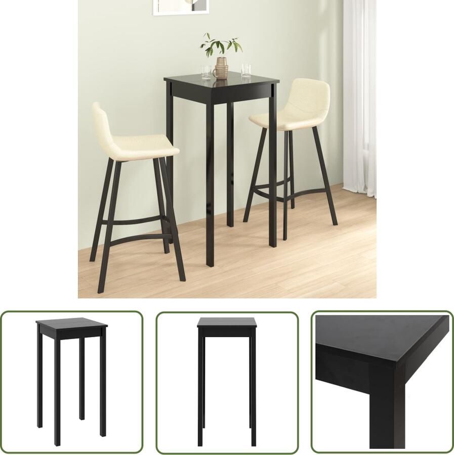 The Living Store Bartafel Tafel 55 x 55 x 107 cm MDF tafelblad Zwart Grenenhouten poten Bartafel Bistrotafel Kookeiland Klein Appartement Moderne Tafel - Foto 2