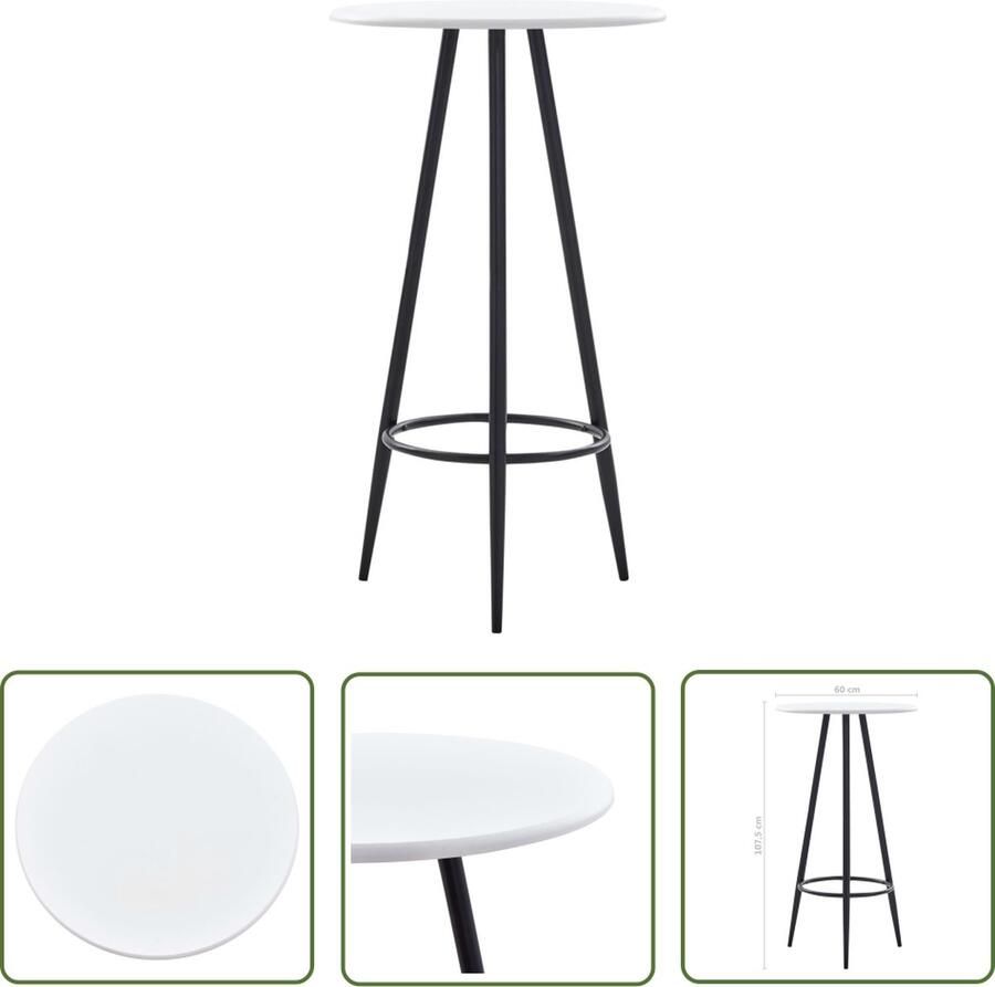 The Living Store Bartafel Bistro MDF 60 x 107.5 cm Wit Zwart Bartafel Bistrotafel Stapelbare Tafels Mdf Tafel Witte Tafel - Foto 2