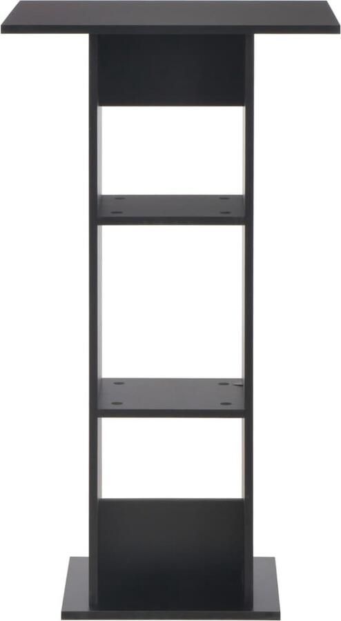 The Living Store Bartafel Zwart 60x60x110 cm Bewerkt hout Met 2 schappen Bartafel Bistrotafel Eetkamertafel Houten Tafel Zwarte Tafel