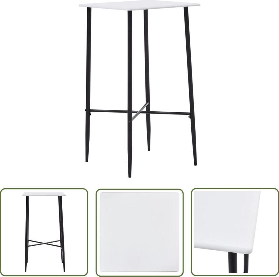 The Living Store Bartafel Bistrotafel 60 x 60 x 111 cm wit MDF met PVC-coating en gepoedercoat staal Bartafel Bistrotafel Witte Bartafel Mdf Bartafel Salontafel - Foto 2
