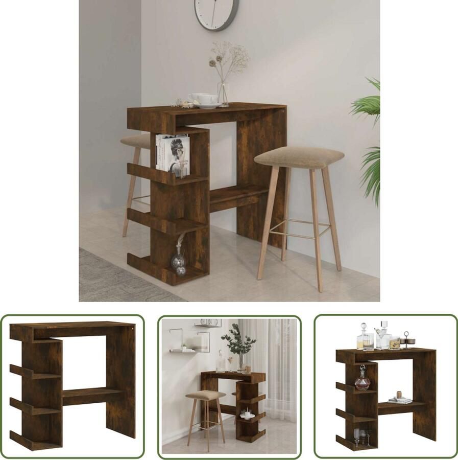 The Living Store Bartafel Bistrotafel 100x50x101.5 cm Gerookt eiken spaanplaat Bartafel Bistrotafel Houten Tafel Bruine Tafel Salontafel - Foto 2
