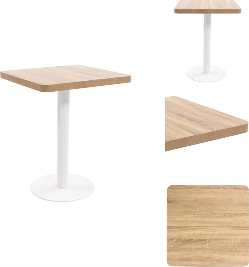 VidaXL Bistrotafel Bistrotafels Bistro Tafel Bistro Tafels Bistrotafel 60x60 cm MDF lichtbruin - Foto 2