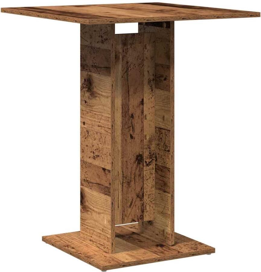 The Living Store Bistrotafel 60x60x75 cm bewerkt hout oud houtkleurig Bistrotafel Houten Tafel Eethoek Klein Tafeltje Compact Tafel