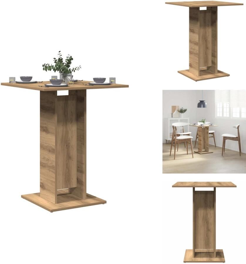 VidaXL Bistrotafel Bistrotafels Tafel Salontafel Bistrotafel 60x60x75 cm spaanplaat artisanaal eikenkleurig