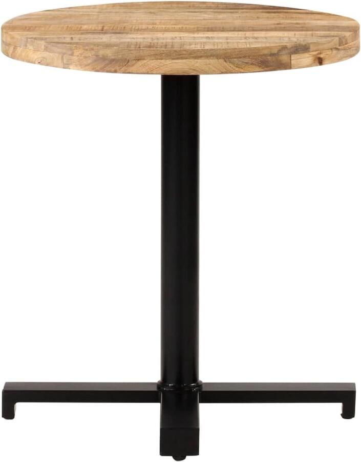 The Living Store Bistrotafel rond Ø70x75 cm ruw mangohout Bistrotafel Mangohouten Tafel Buitentafeltje Tuintafel Eetkamerstoel