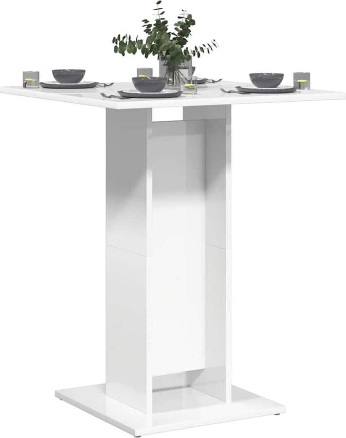 VidaXL Bistrotafel Hoogglans wit 60x60x75 cm Bistrotafel Bartafel Cafetafel Eettafel Salontafel Kookeiland Tafeltje Compact Tafel Witte Tafel Houtsoort - Foto 2