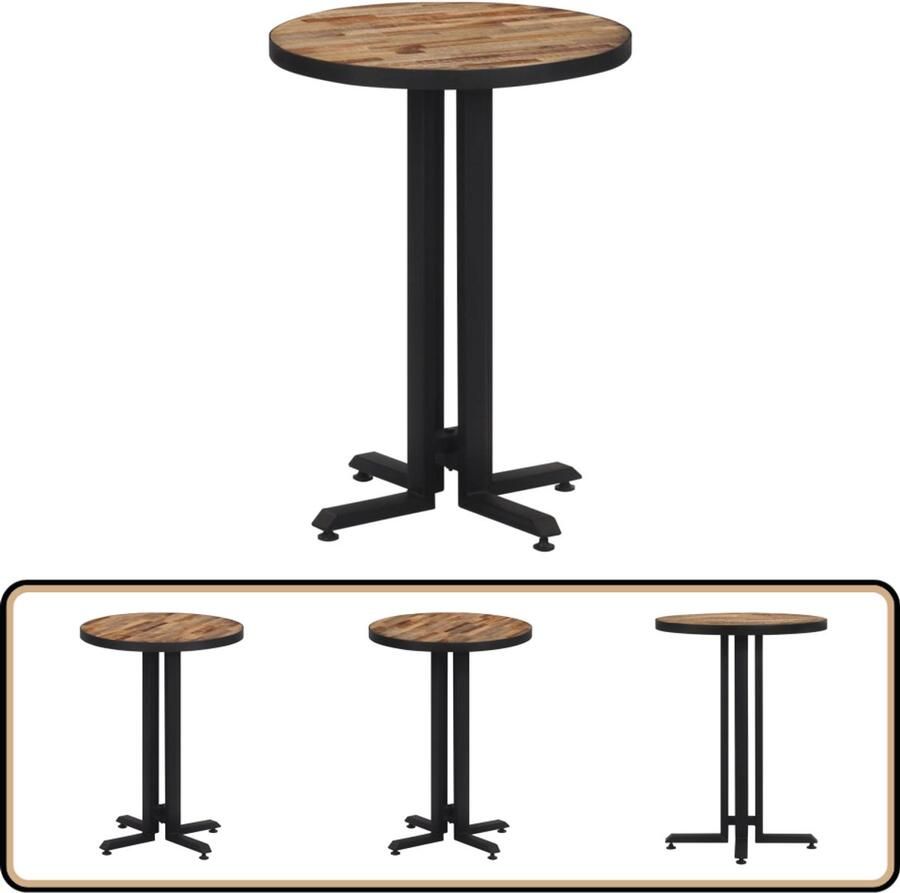 VidaXL Bistrotafel Rond 55x76 cm Gerecycled Teakhout Bistrotafel Bistrotafels Balkontafel Bistro Tafel