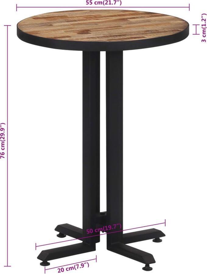 VidaXL -Bistrotafel-rond-Ø55x76-cm-massief-gerecycled-teakhout