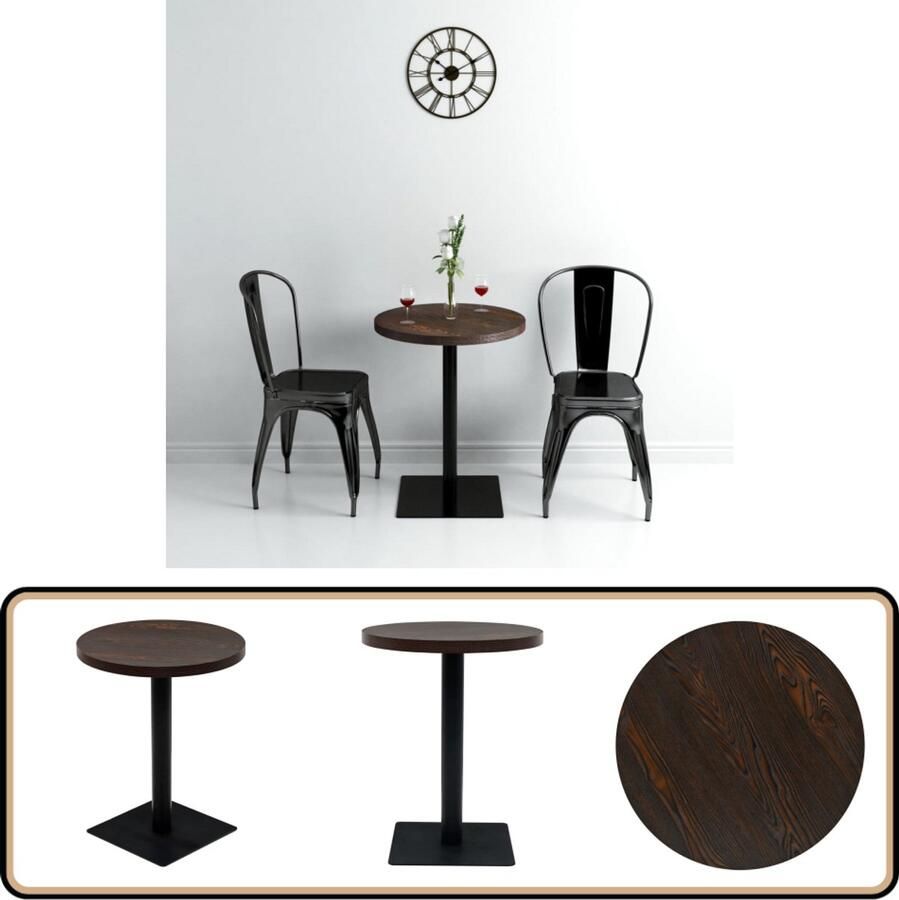 VidaXL Bistrotafel Rond 60x75 cm Donker Essenkleur Bistrottafel Ronde Tafel Buitentafel Tuinmeubilair Eetkamerstoel Donkerhouten Meubelen Mdf Tafel Metalen Tafel Kleine Tafel Design Tafel