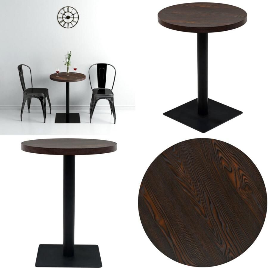 VidaXL Bistrotafel rond 60x75 cm MDF en staal donker essenkleur Bartafel Bartafels Bistrotafel Bistrotafels