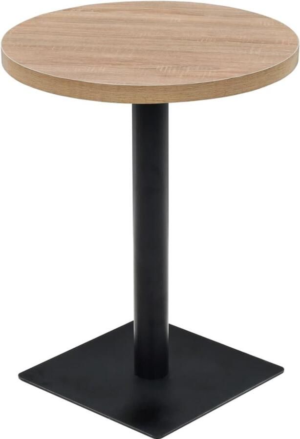 VidaXL Eetkamertafel Eetkamertafels Eettafel Eettafels Bistrotafel rond 60x75 cm MDF en staal eikenkleur