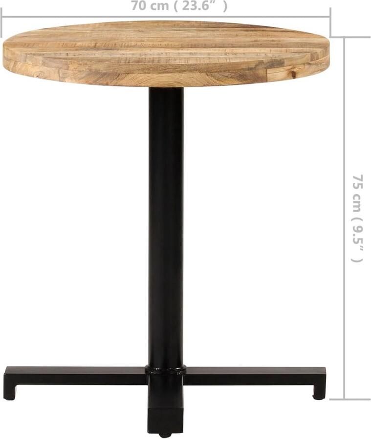 VidaXL -Bistrotafel-rond-Ø70x75-cm-ruw-mangohout