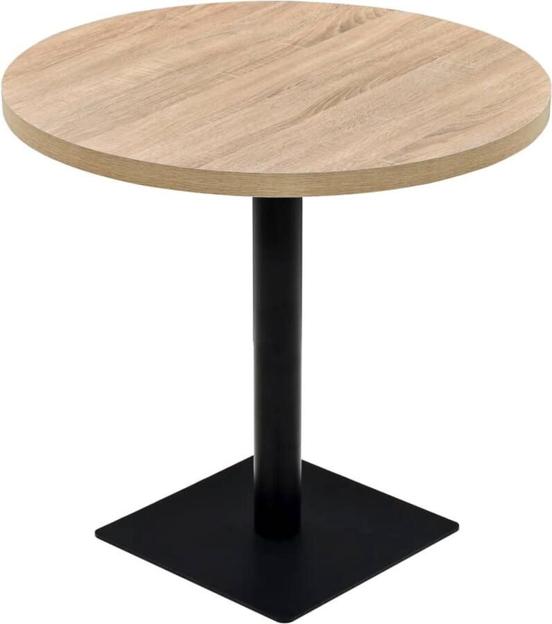VidaXL Eetkamertafel Eetkamertafels Eettafel Eettafels Bistrotafel rond 80x75 cm MDF en staal eikenkleur