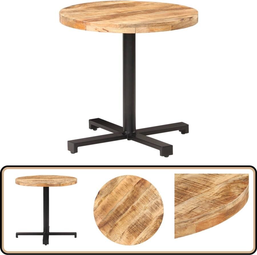 VidaXL Bistrotafel Ruw Mangohout Rond 80cm Bistrotafel Mangohout Buitenmeubilair Tuintafels Eetkamerstoel