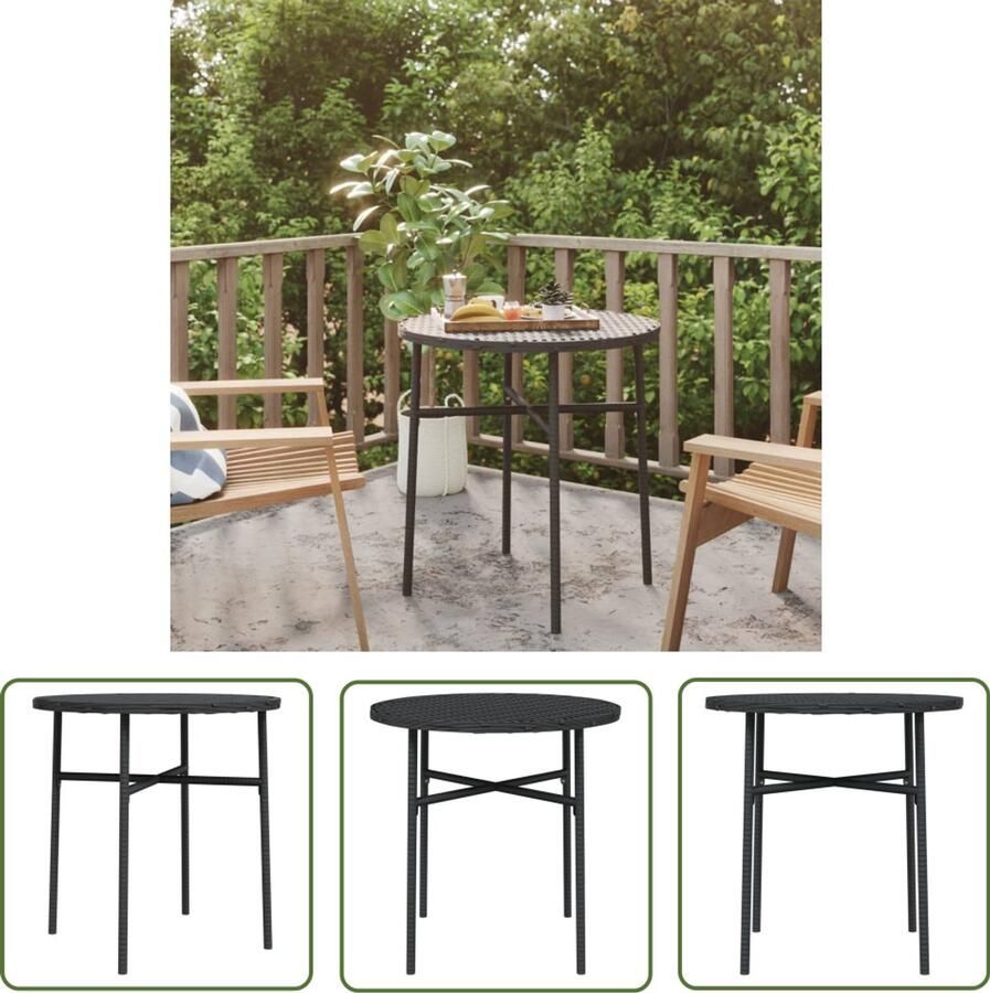 VidaXL Salontafel 45 cm poly rattan zwart Salontafel Bistrotafel Buitentafel Ratan Tafel Kunststof Tafel