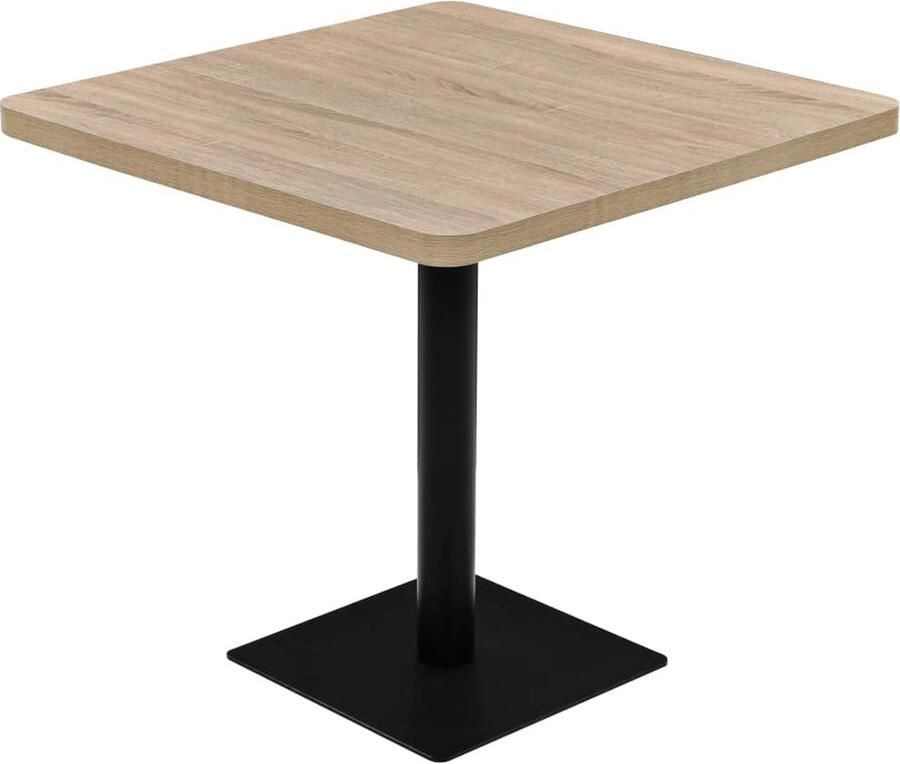 VidaXL Bistrotafel Vierkant 80x80x75 cm Eikenkleur Eikenhouten Tafel Bistrotafel Eetkamertafel Buitentafel Terras Tafel Kleine Tafel Moderne Tafel Mdf Tafel Metalen Tafel Staaltafel