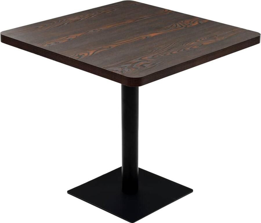 VidaXL Bistrotafel Vierkant 80x80x75 cm MDF Donker Essen Bistotafel Eetkamertafel Buitentafeltje Terrastisch Tuintisch Mdf Tafel Metalen Tafel Donkere Houten Tafel Ronde Bistrotafel Moderne Tafel Franse Stijl