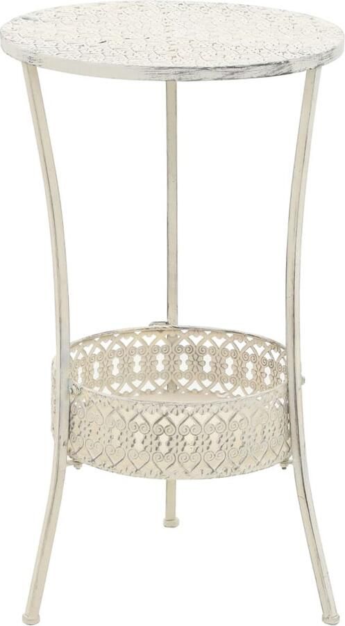 VidaXL Bistrotafel Vintage stijl Rond Wit Metaal Bistrottafel Ronde Tafel Vintage Tafel Metalen Tafel Witte Tafel Salontafel Eetkamertafel Klein Tafeltje Buitentafel Terras Tafel - Foto 2